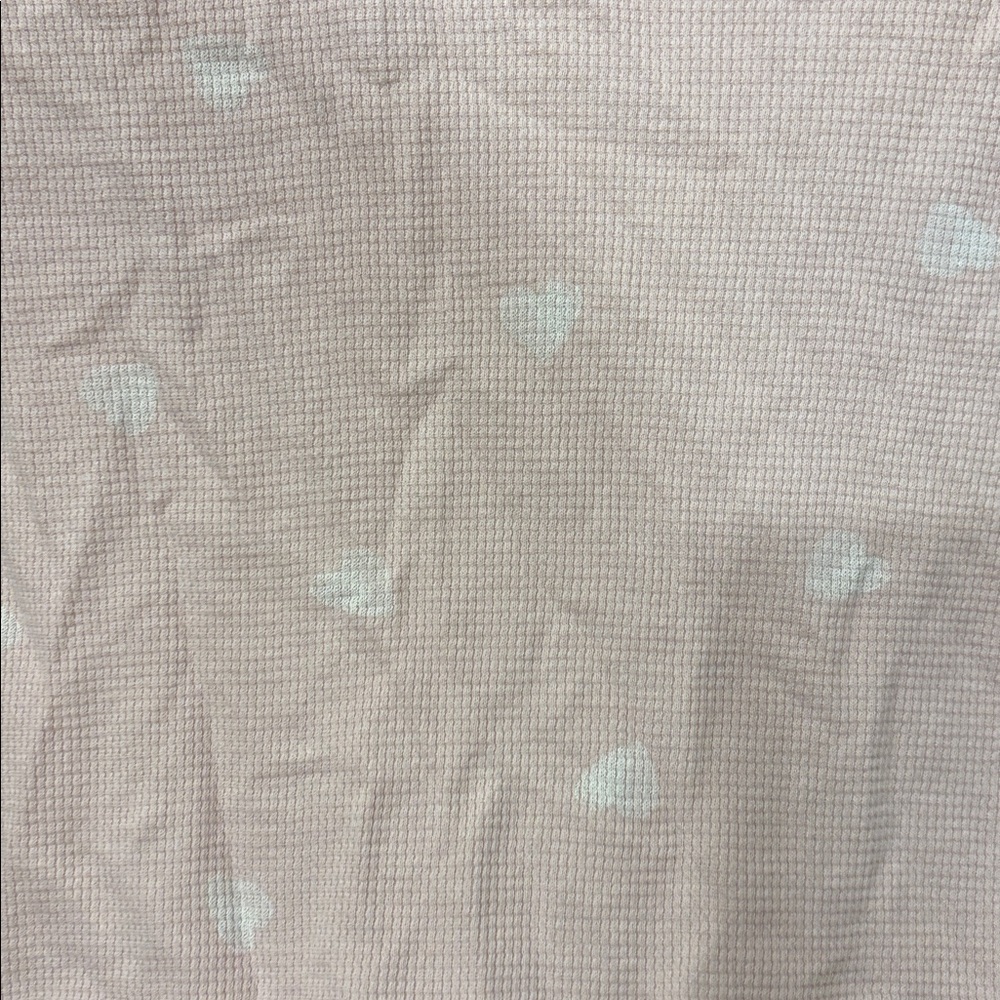 Lucky Brand Light Pink Long Sleeve Tee Shirt white hearts all over it - Picture 4 of 11